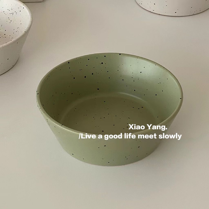 Plate Ins High Value Ceramic Ink Splashing Plate Retro Green Avocado Green Ink Dot Plate Steak Western Plate Home Plate_voghion.com