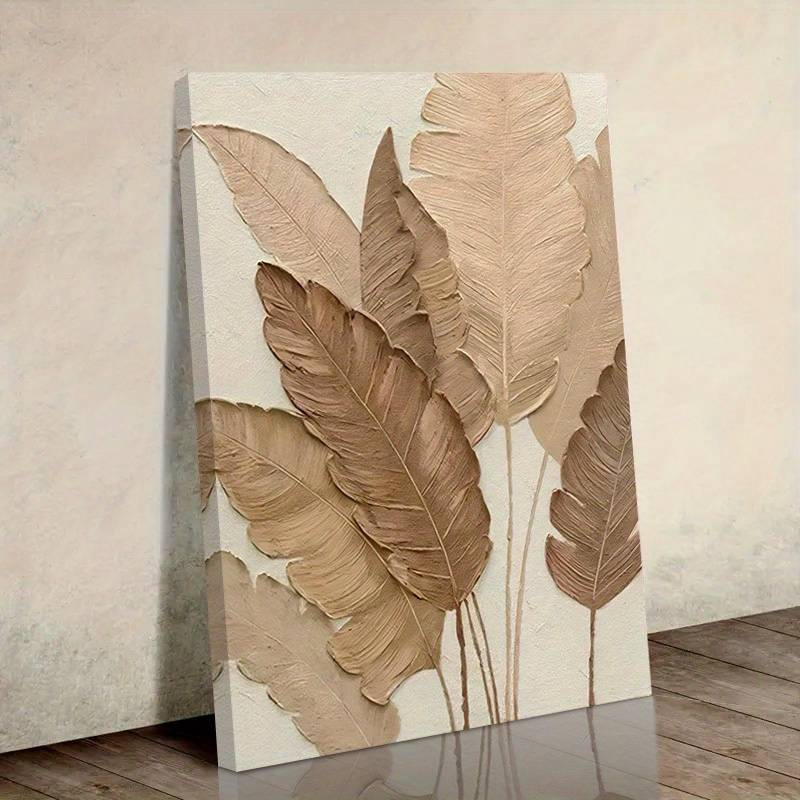 2D Flat 1pc Wooden Framed Printed Leaf Canvas Wall Poster Canvas Prints Painting, High Quality Decorative Wall Art, Framed Home Wall Decoration_voghion.com