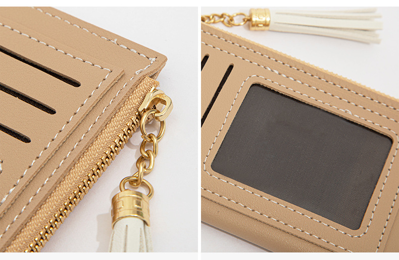 Wallet Card Cases Card Holder Women Small Fresh Tassel Coin Purse Multi Card Slots Stitching Contrast Color Mini Wallet Women Spot_voghion.com