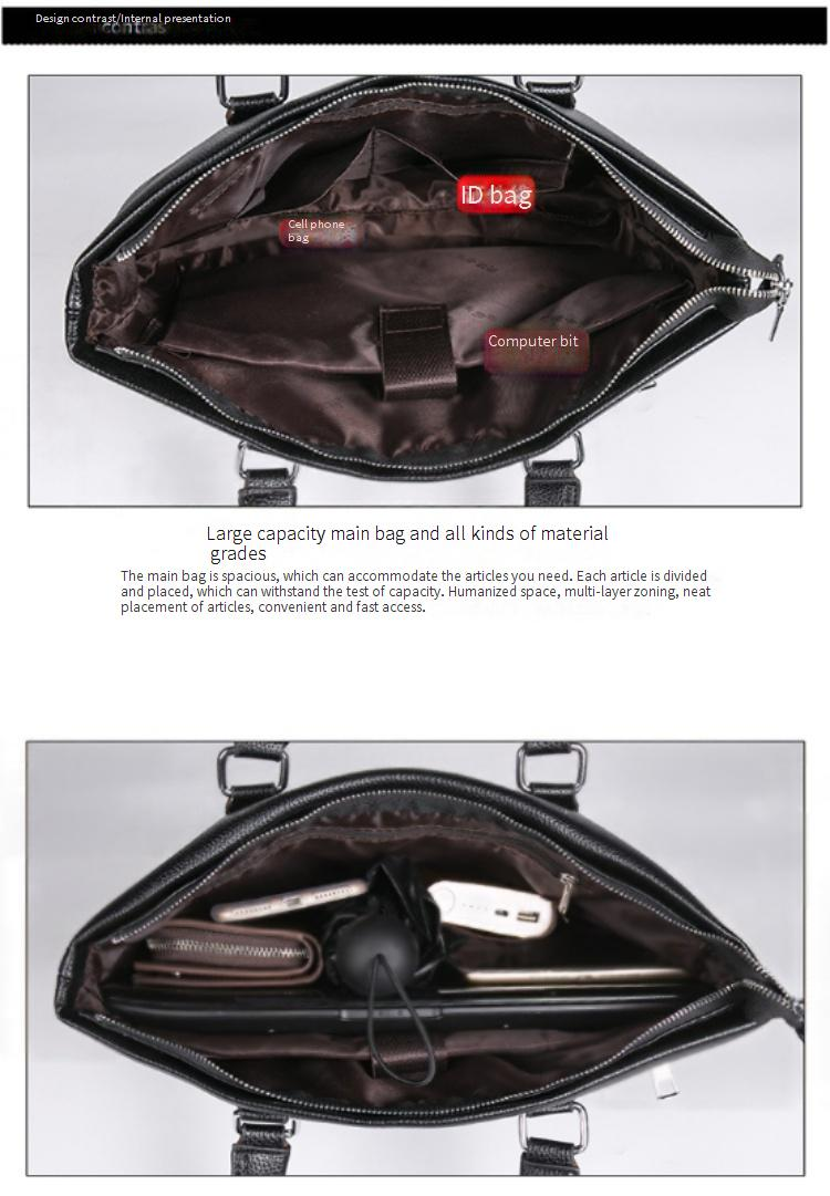 Premium PU Leather Crossbody Laptop Bag For Men - Stylish Business Briefcase With Diamond Quilted Pattern, Waterproof & Lightweight Design_voghion.com