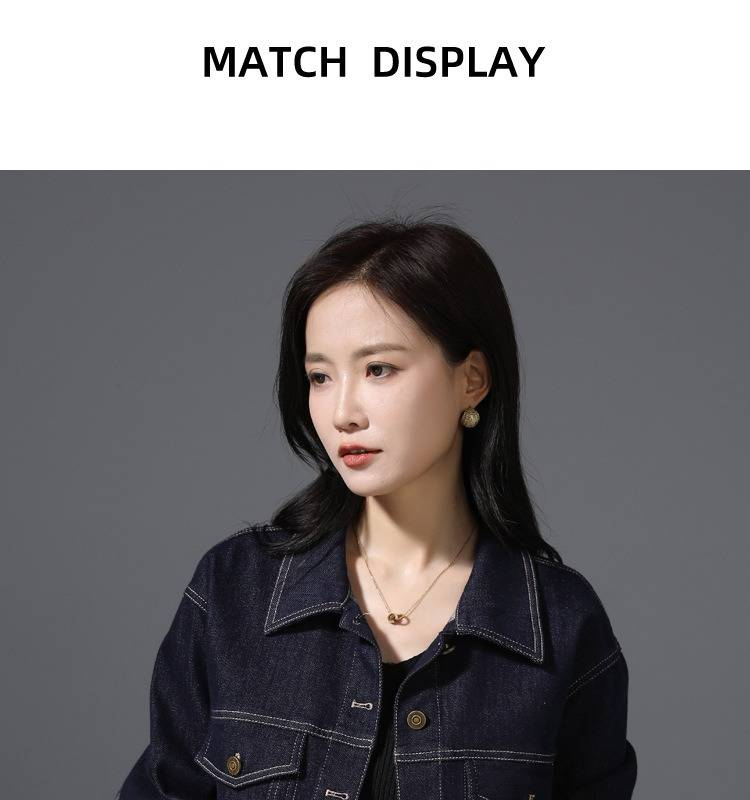 Dunkelblaue Vintage-Jeansjacke für Damen – Kurzmantel mit Retro-Polokragen, lässige Jacke im Biker-Stil mit lockerer Passform_voghion.com