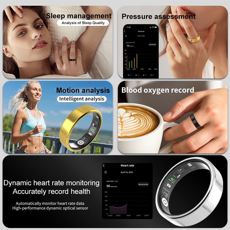 SmartRing Men Women Fitness Tracker Ring Waterproof Bluetooth 5.3 Sport Ring Multi-sport Modes For Android IOS_voghion.com