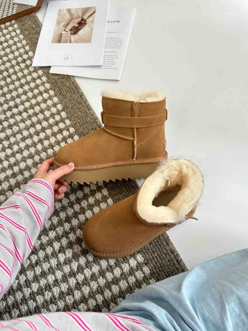 Kostenloser Versand frauen Plattform Anti-Slip Schnee Stiefel 2025 Herbst Winter Neue Design Pelz-Gefüttert Dicke Warme baumwolle Stiefel Braun_voghion.com