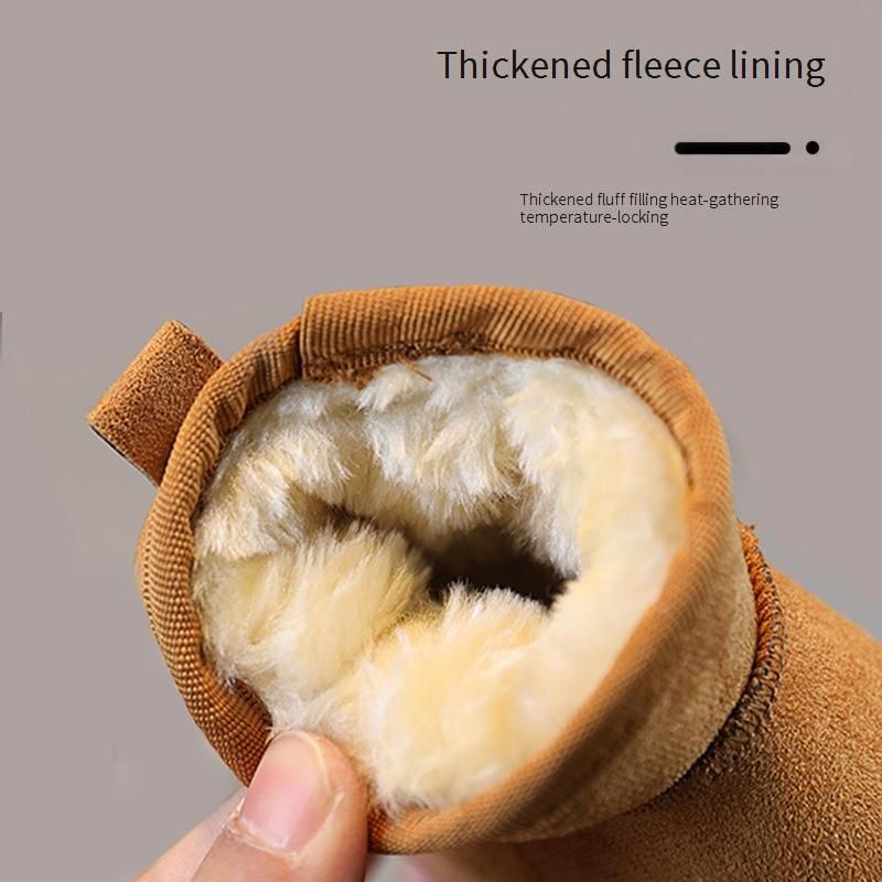 Stivali da neve invernali per bambini con fodera in pile - Stivali caldi con suola morbida per ragazzi e ragazze, stivali comodi e antiscivolo per bambini (nero/grigio/cachi)_voghion.com