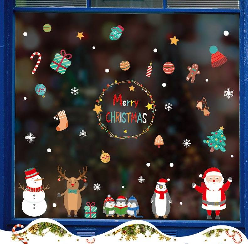 Calcomanías festivas para ventanas y paredes: decoraciones navideñas y de Año Nuevo, pegatinas autoadhesivas de PVC para el hogar, la tienda y la oficina._voghion.com
