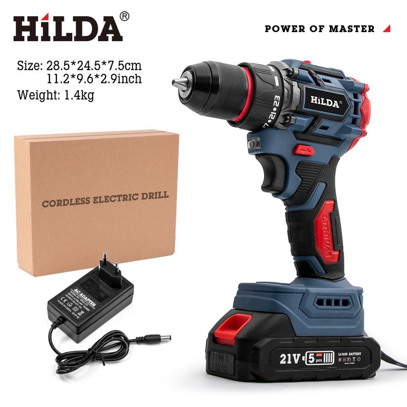 1V Brushless Cordless Drill Driver With Lithium Battery, 3000 RPM, 40Nm Torque, 10mm Chuck, 24-Piece Accessories Kit,_voghion.com