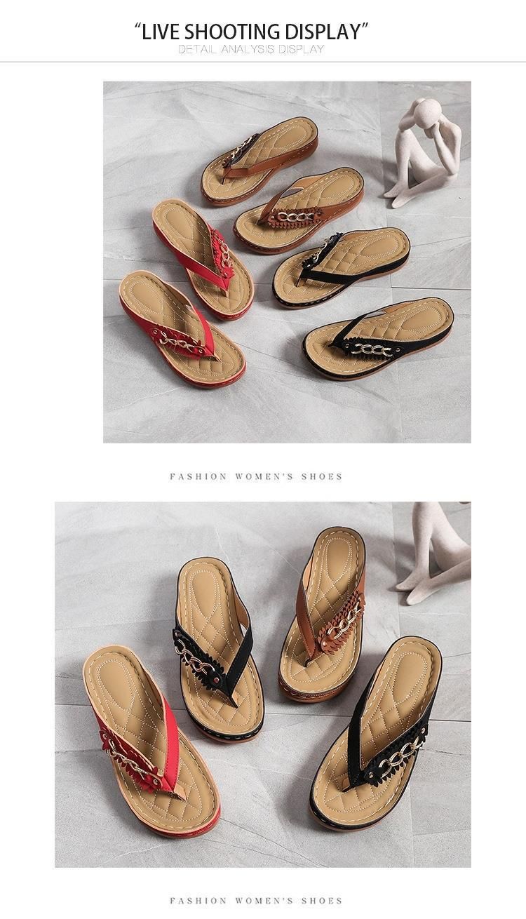 2025 Spring New Legged Cool Women's Round Head Hollow Metal Buckle Slope Heel Wear Solid Color Comfortable Herringbone_voghion.com
