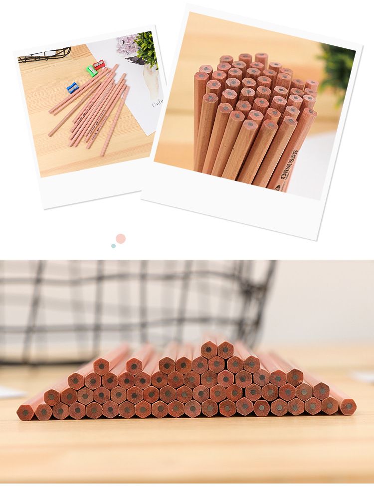 Crayons hexagonaux en bois HB de qualité supérieure - Emballage en vrac, corps rouge, écriture douce pour une utilisation fluide et confortable - Idéal pour les écoles, les bureaux et les hôtels_voghion.com
