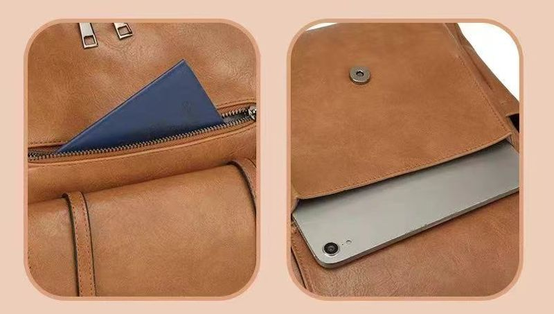 Vintage-Rucksack Damen, neue hochwertige, wandelbare Umhängetasche aus weichem PU-Leder, Pendler-Rucksack mit großer_voghion.com