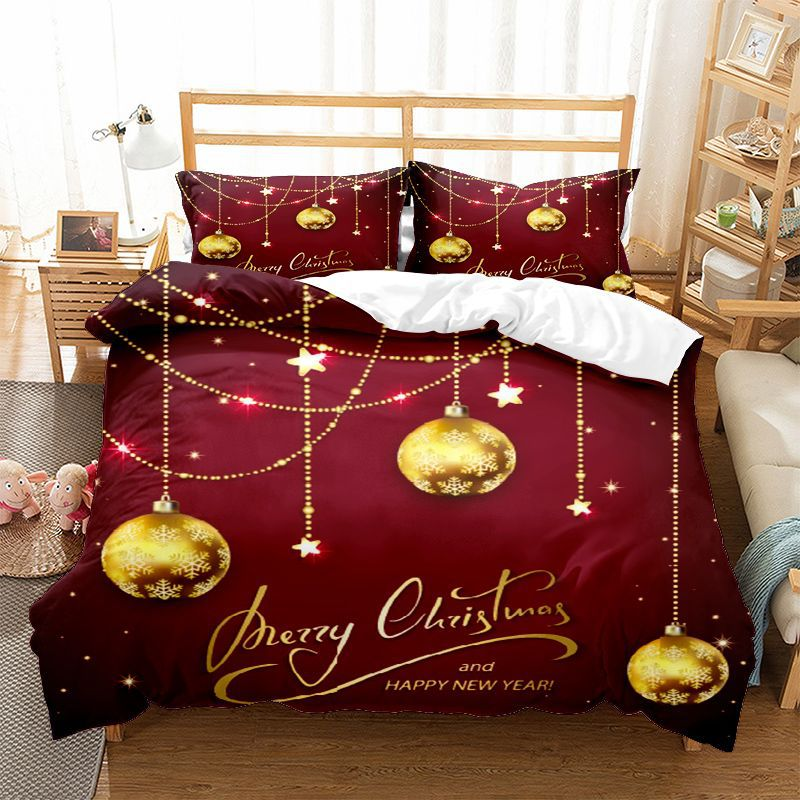 Christmas Bell Series Three Down Duvet Cover Matted Four Two piece Set Customizable_voghion.com