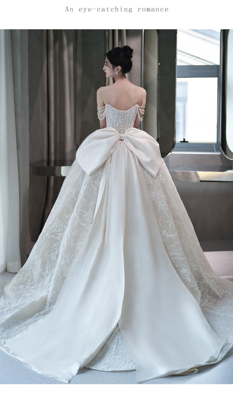 Elegant Strapless Wedding Dress – French-Inspired Vintage Lace Gown With Detachable Train, Plus Size & Petite Friendly, Romantic Boho Bridal Gown_voghion.com