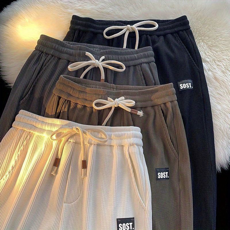 Men's Clothing Corduroy casual pants 2024 spring and summer loose Hong Kong style versatile sports pants with cuff design pants ins trendy brand_voghion.com