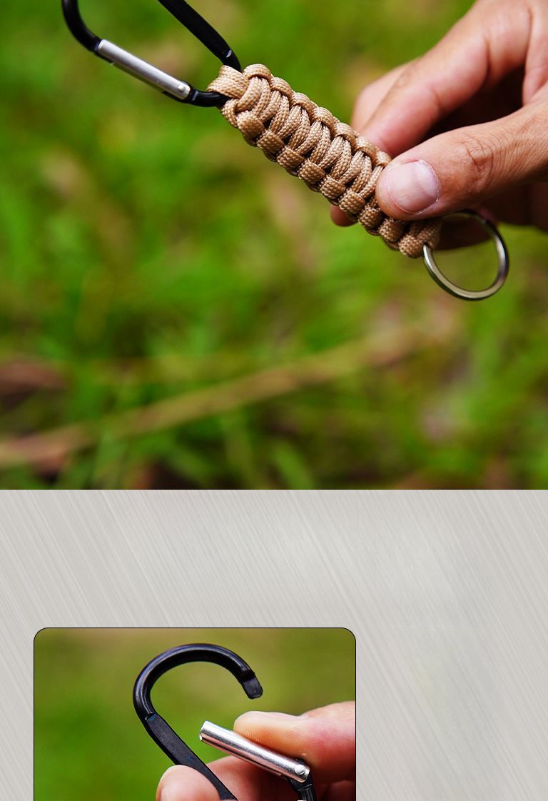 Survival Carabiner Seven-Core Paracord Handmade Keychain Outdoor Hiking Camping Picnic_voghion.com