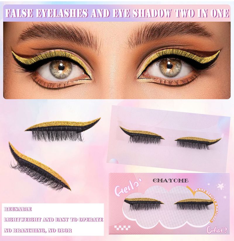 False Eyelashes New Self Adhesive Color Eye Makeup Eyeliner False Eyelashes Party Festival Eyeshadow Stickers Natural Eyelashes_voghion.com