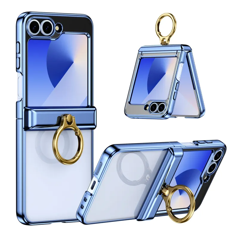 Galvanizēts eņģu aizsargājošs cietais apvalks telefona maciņš Samsung Flip6 Flip5 Flip4 Flip3 Galaxy Z Flip 6 5 4 3 gredzena turētāja pārvalkam_voghion.com