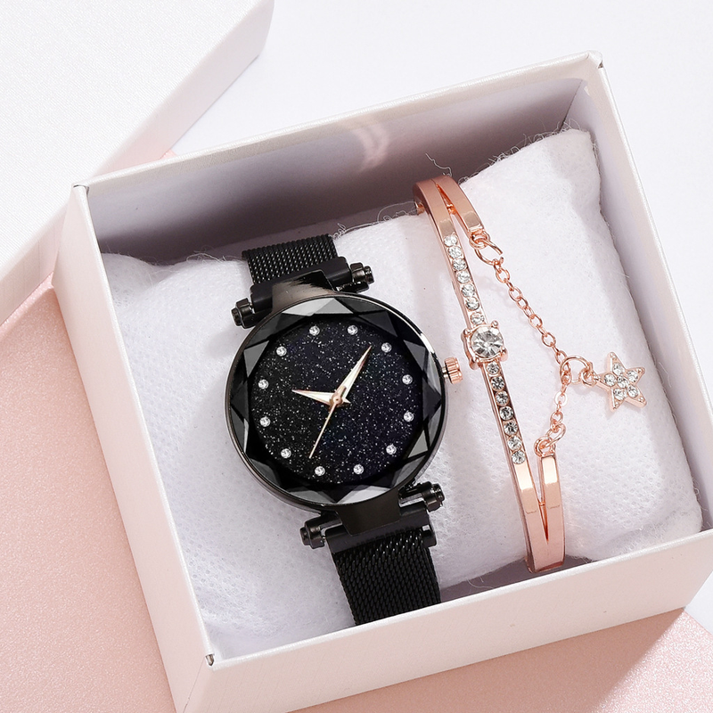 Magnete in pietra esplosiva regalo in due pezzi orologio da polso da polso micro-business modelli di drenaggio orologio al quarzo da donna con strass_voghion.com