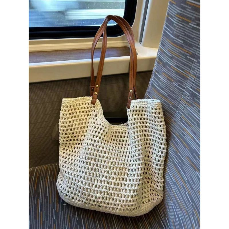 2025 New Women's Woven Large Capacity High Appearance Travel Beach Vacation Tote Bag_voghion.com