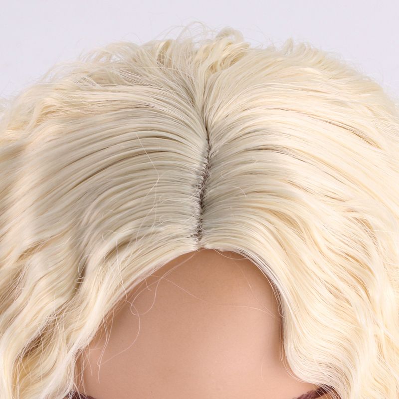 Parrucca con extension per capelli, nuova parrucca per donna, capelli neri ricci alla moda, ondulati, ricci di mais, riga centrale, frangia, copricapo completo._voghion.com