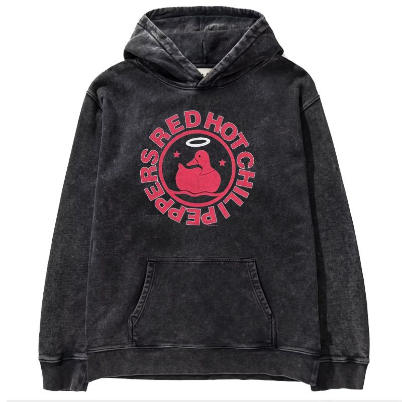 Felpa con cappuccio dei Red Hot Chili Peppers, pullover unisex oversize vintage lavato, felpa girocollo grafica_voghion.com