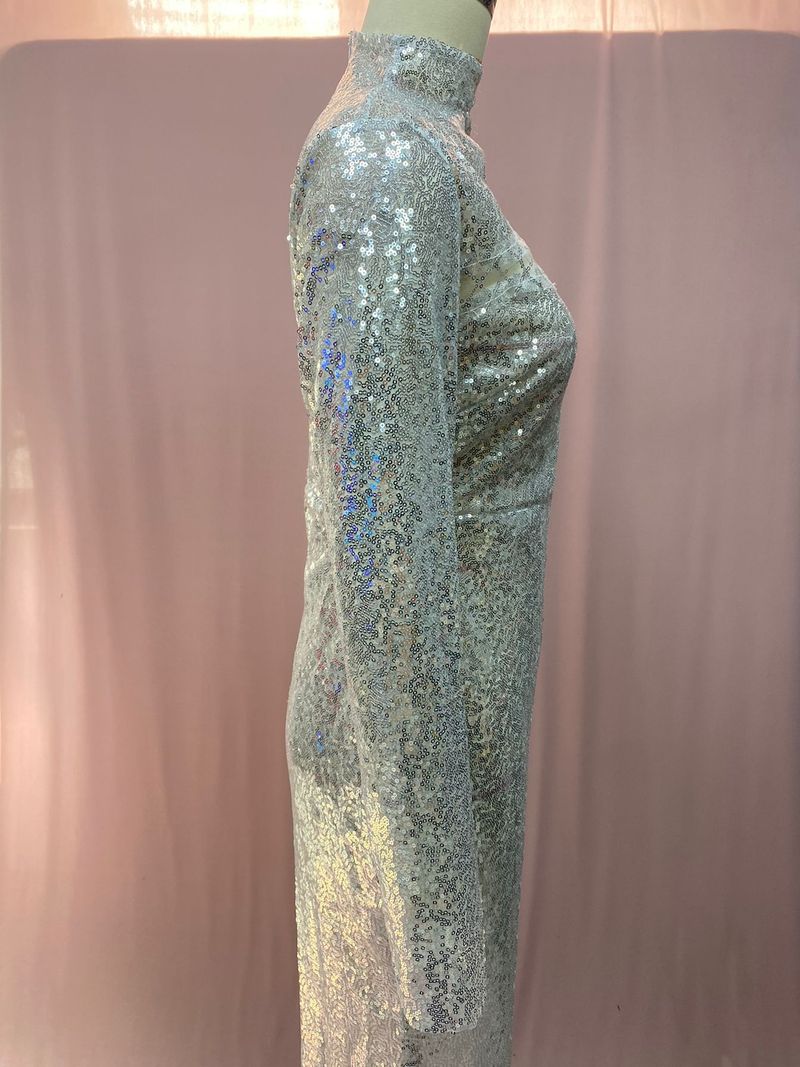 Rochie de damă fără bretele, cu guler rotund, temperament subțire, în formă de S, cu paiete, pentru femei_voghion.com