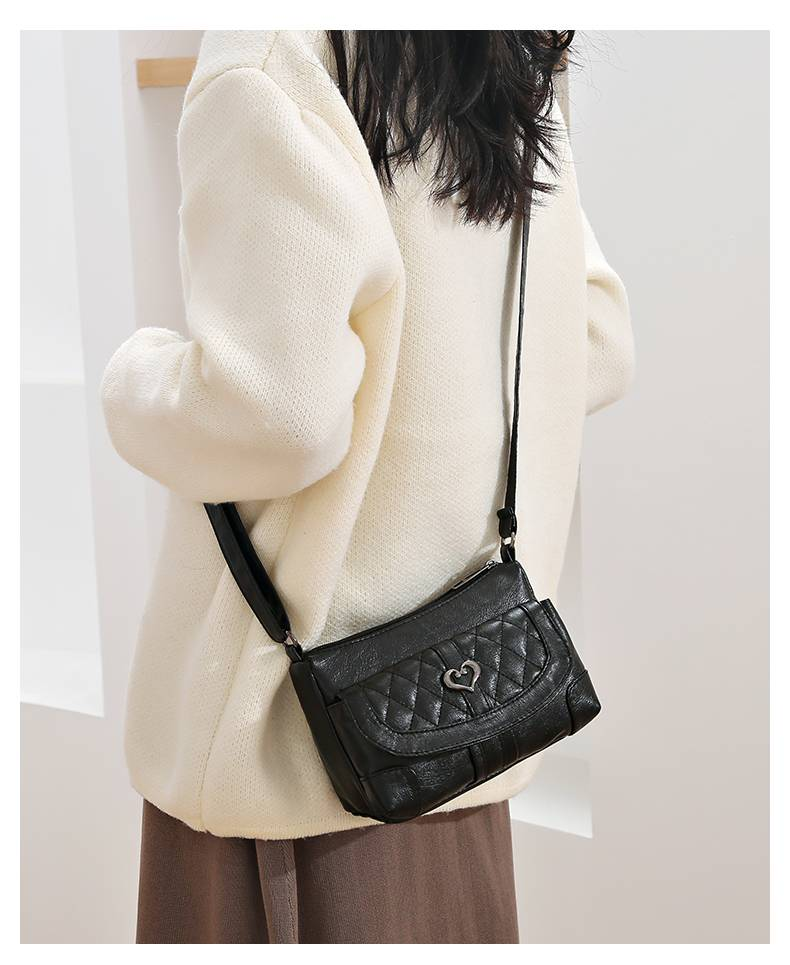 Women's vintage solid color shoulder bag, large capacity crossbody bag_voghion.com