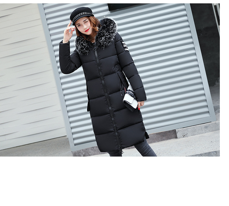 Damenmode mit Kapuze, großer Pelzkragen, warme Jacke, wattierte Jacke aus Baumwolle_voghion.com