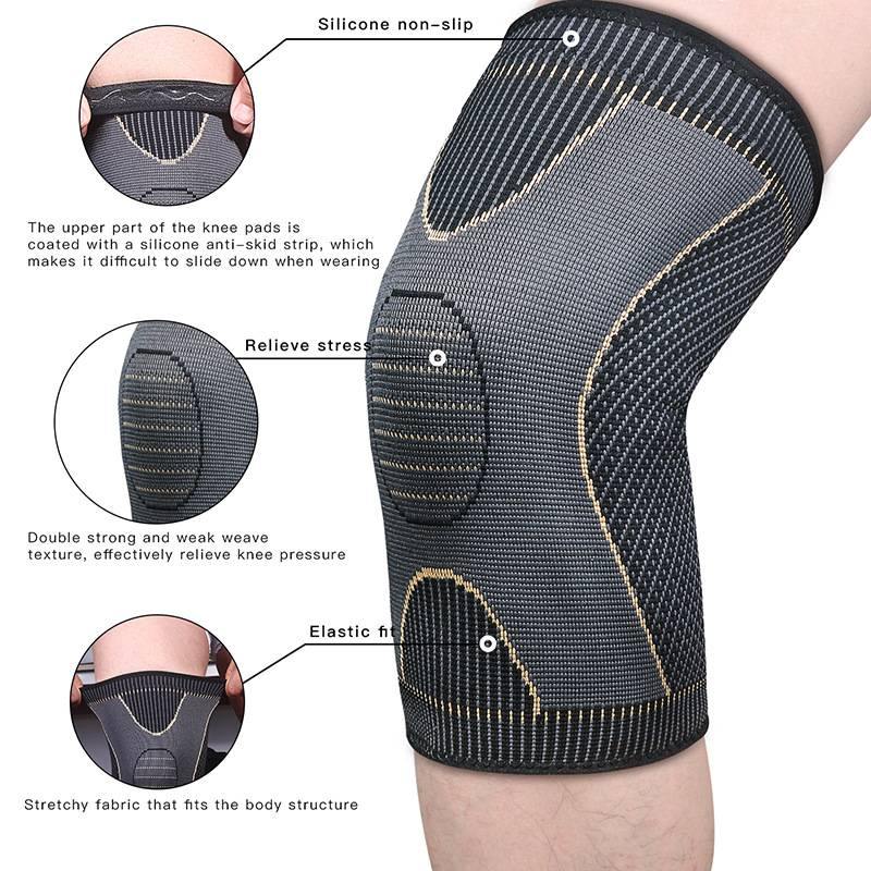 Sports nylon knee pads silicone non slip breathable knitted knee badminton running fitness knee pads outdoor mountaineering_voghion.com