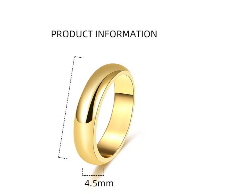 Ring gold simple smooth ring couple ring texture material color retention long lasting ring_voghion.com