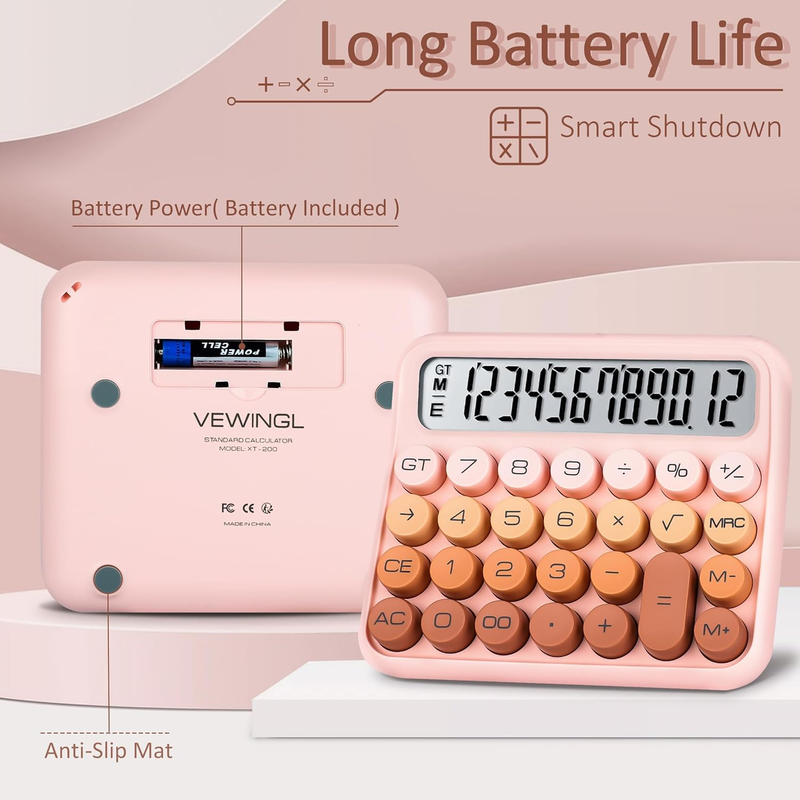 Mechanischer Schalter-Taschenrechner, Taschenrechner mit großem LCD-Display, ideal für den Alltag und einfache Büroarbeiten. Mit Batterie_voghion.com