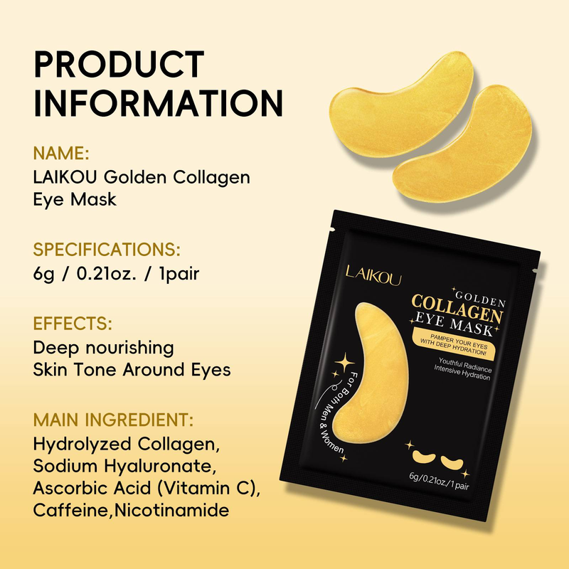 LAIKOU GOLD EYE MASK, 6g, Collagen Eye Mask Patches_voghion.com