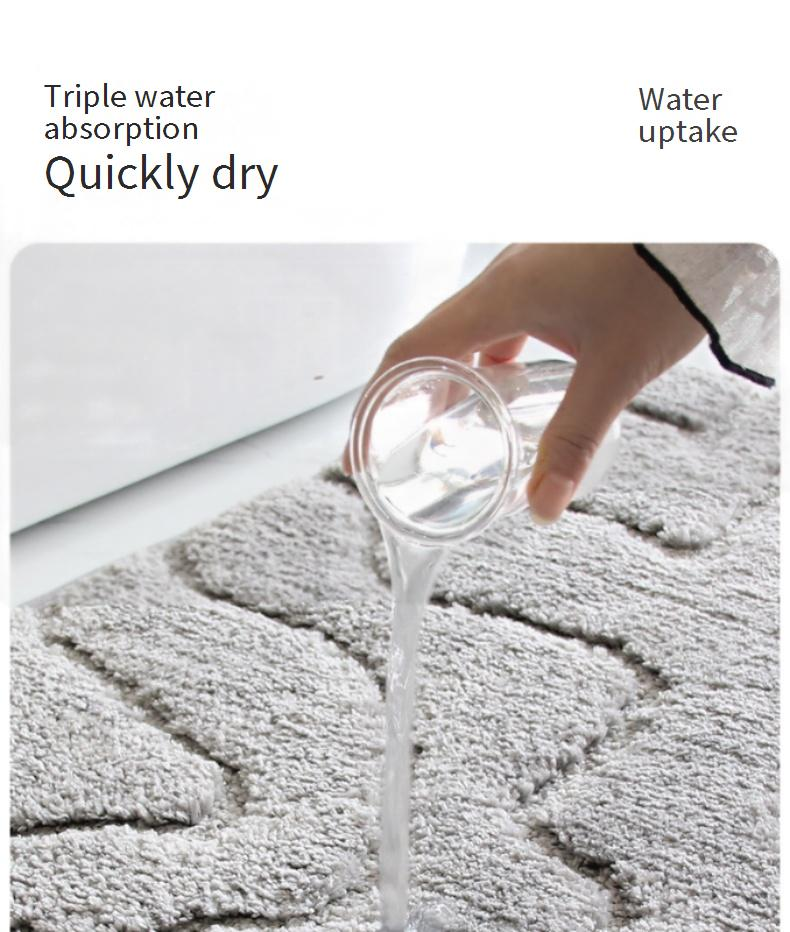 Moderne, minimalistische, saugfähige Badematte – ultraweicher, getufteter Mikrofaser-Teppich für Schlafzimmer und Badezimmer_voghion.com