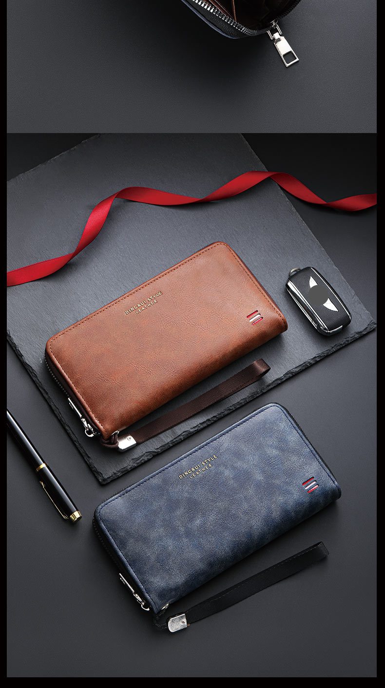 New Men's Wallet Casual Multi Card Slot Long Wallet Mobile Phone Coin Purse Large Capacity Clutch Bag_voghion.com