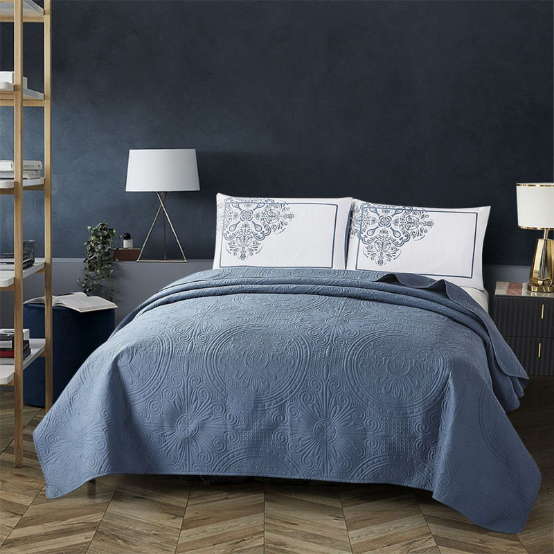 CG14 Großes rundes Set im europäischen Stil, geeignet für Schlafzimmer und Wohnzimmer (1 * Tagesdecke + 2 * Kissenbezüge, kein Bettdeckenkern oder Kissenkern)_voghion.com