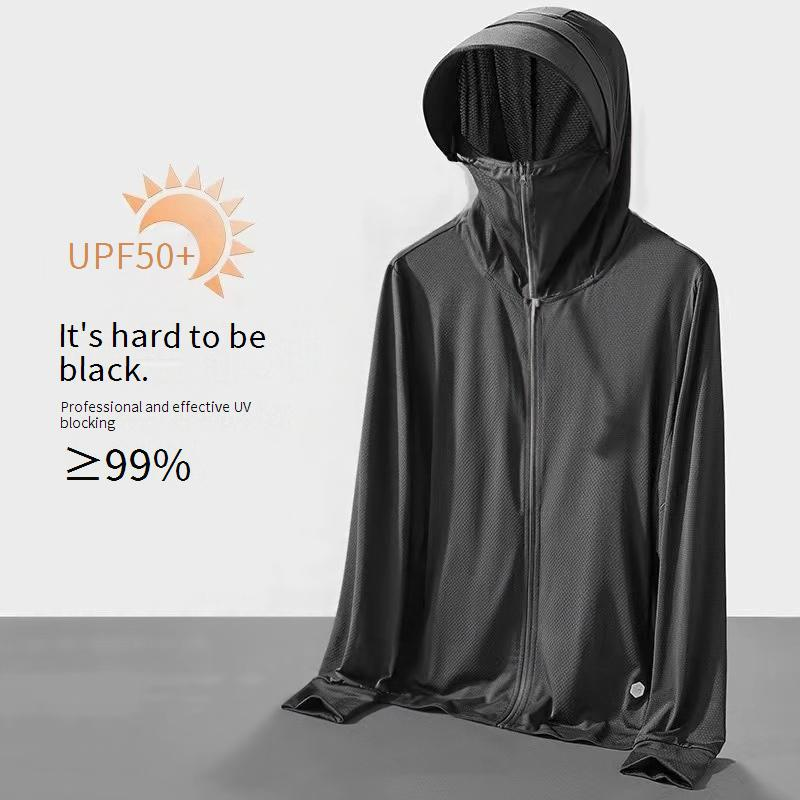 Men's Summer Ice Silk UPF Sun Hoodie – Ultra-Thin Breathable Fishing Shirt, Anti-UV Sun Protection Jacket For Outdoor Sports_voghion.com