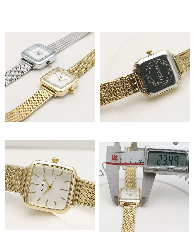 Orologi da donna con cinturino quadrato a spina di pesce in bambù, orologio da ragazza, cinturino in rete per studenti, orologio da ragazzo, orologio al quarzo in stile foresta, piccolo e fresco_voghion.com