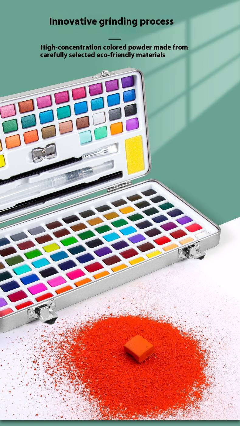Professional 50/72/90 Colors Solid Watercolor Paint Set With Metallic & Pearlescent Pigments - Portable Metal Case For Artists, Students & Hobbyists_voghion.com