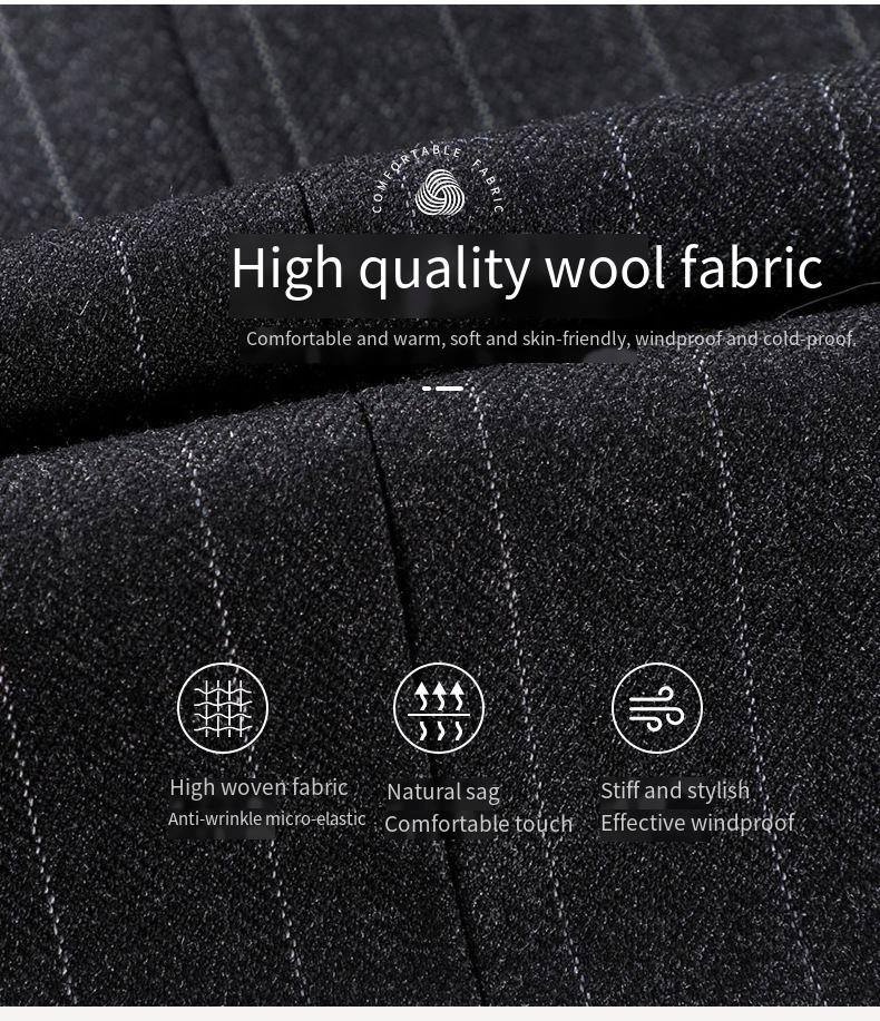 Langer Herrenmantel aus Wollmischung mit Revers – Klassischer gestreifter Wintermantel für Herren mittleren Alters (Schwarz, mehrere Größen)_voghion.com