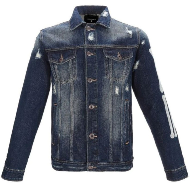 Giacca da uomo slim fit, stile primaverile e autunnale, versatile, alla moda, con risvolto e maniche lunghe strappate, in denim_voghion.com