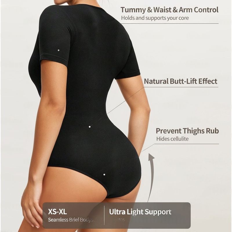 Seamless Body Shaping Bodysuit For Women, Slimming And Slimming, Plus Size Tummy Controlling Corset, Short Sleeved Sports Yoga Corset_voghion.com
