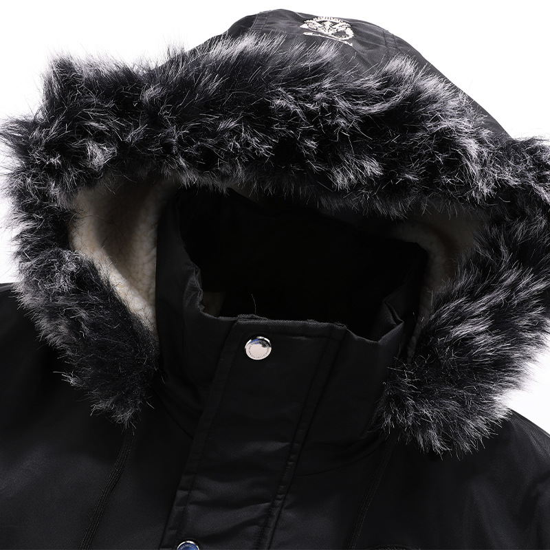 Cappotto da uomo con collo in pelliccia e giacca imbottita in pile di cotone, cappotto di tendenza casual da uomo_voghion.com