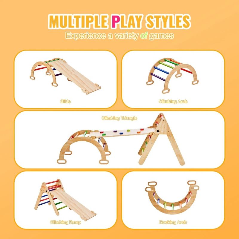Pikler Set, Montessori In Toys Triangle, Toddler With Ramp, Climbing And Climbing Set 5 Arch, 1 Triangle Playground, Indoor Me_voghion.com