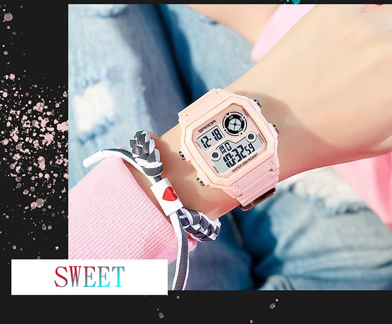 Digital Sports Watch With LED Backlight, Waterproof, Alarm, And Military-Grade Durability - Lightweight Resin Strap, Square Dial, 50M Water Resistance_voghion.com