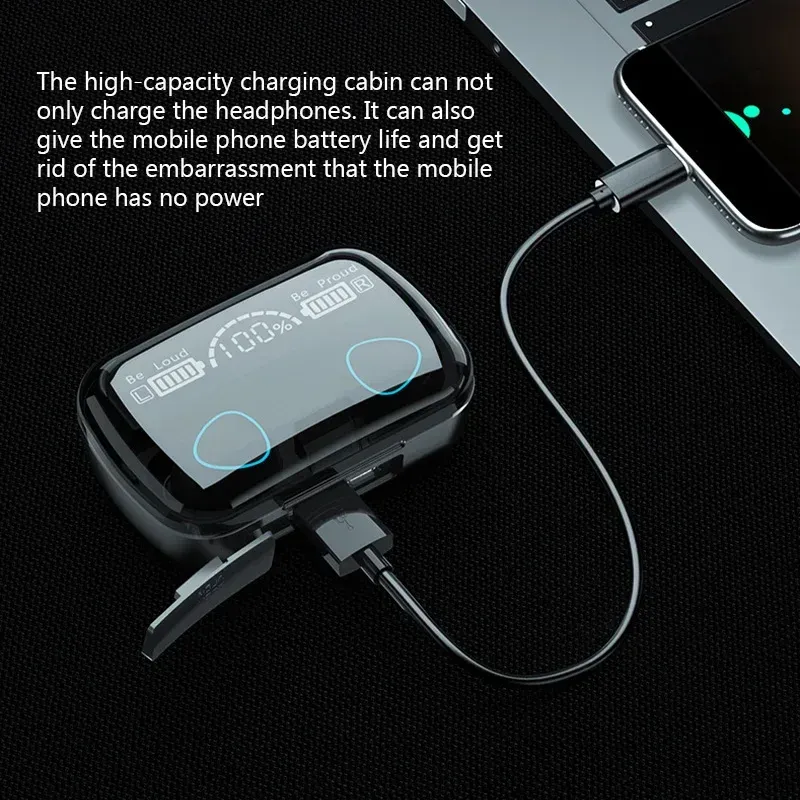 M10 Bluetooth Earphones Handfree LED Dispay Headphones Bluetooth HiFi Stereo Music Wireless Earbuds Waterproof Gaming Headset_voghion.com