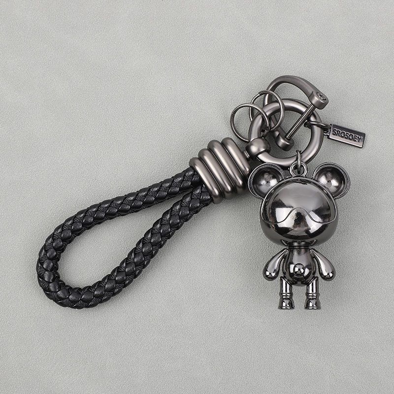 Portachiavi con ciondolo a forma di orso in metallo testurizzato, personalità creativa, coppia di uomini e donne, un paio di ciondoli per borse, anello per catena di auto_voghion.com