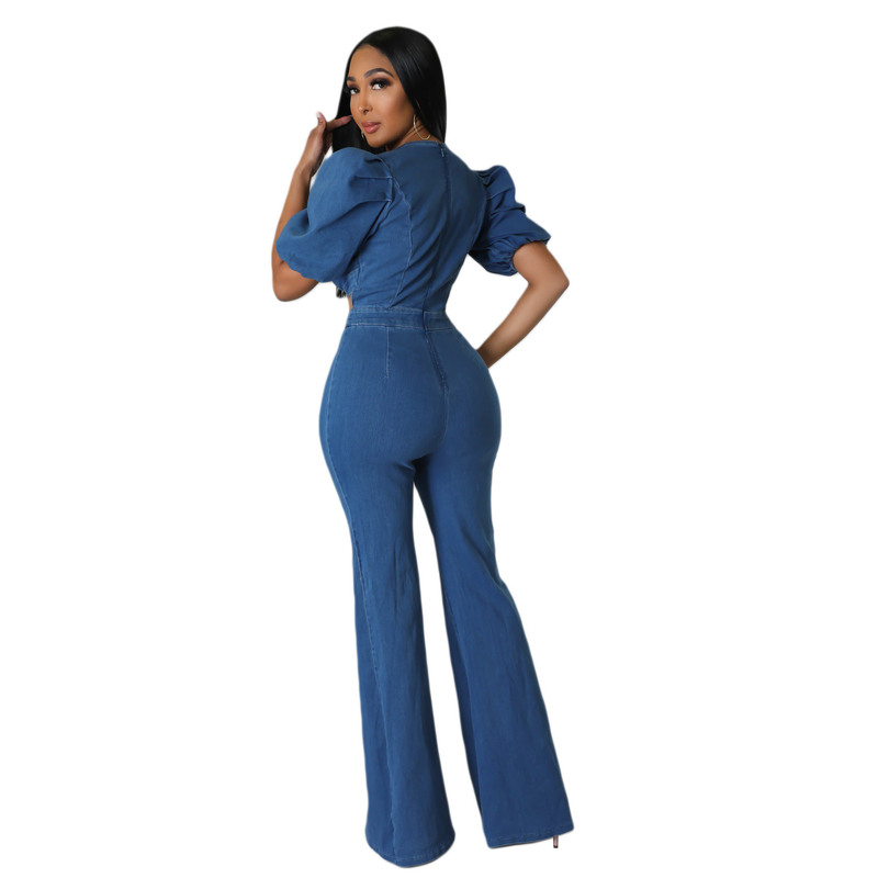 Barboteuse découpée en denim sexy et décontractée pour femmes_voghion.com