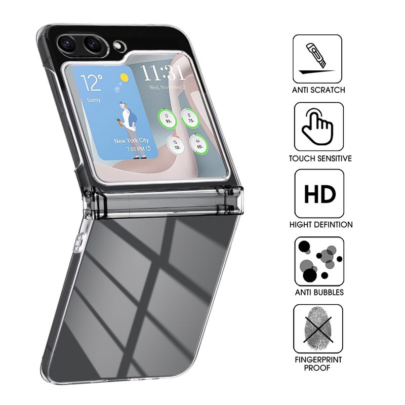 For Samsung Galaxy Z Flip 6 5 4 Mobile Phone Case With Hinge Protection Full Cover Hard PC Shockproof Slim Transparent_voghion.com