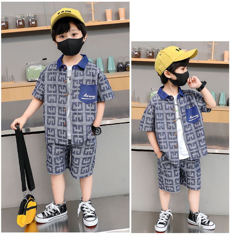 Camicia in denim per bambini, a maniche corte, per mamma e bambini, stile estivo, alla moda, per bambini_voghion.com