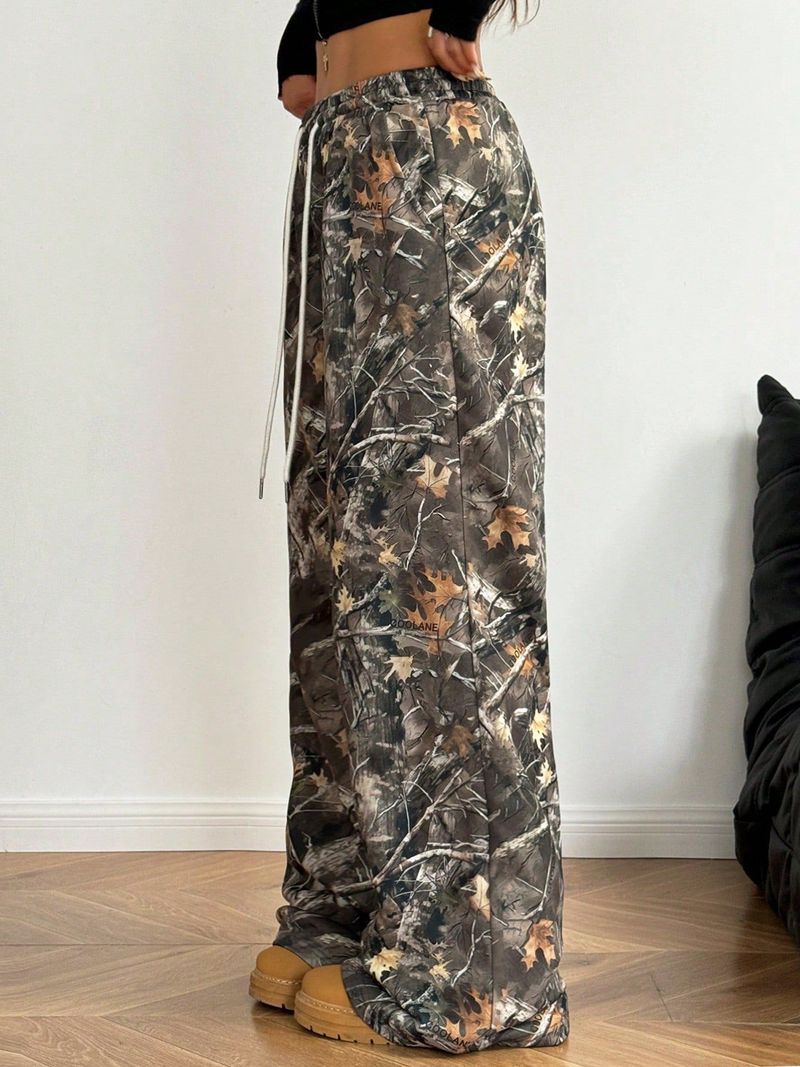 Pantalon cargo camouflage extensible pour femme - Pantalon de jogging taille haute à jambes larges et chevilles fuselées, style streetwear et années 2000 (S-XXL)_voghion.com