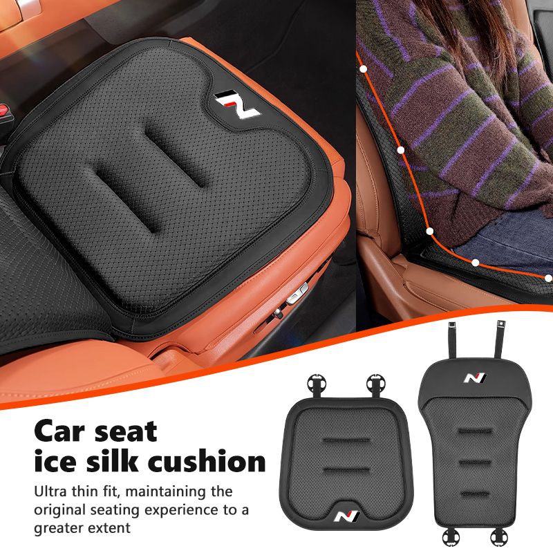 Autositzbezug aus Eisseide, Rückenlehnenkissen, Rücksitzschutzmatte für Hyundai Sonata I30 I20 Tucson Elantra Kona N Line_voghion.com