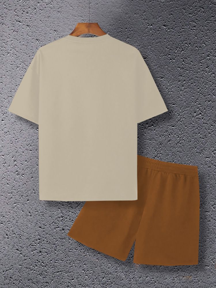 Herrenbekleidung Herren Casual Urlaub Sommer Kurzarm Shorts Anzug Kokosnussbaum Druck_voghion.com